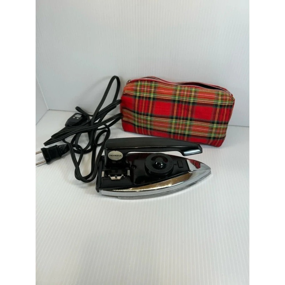VINTAGE FRANZUS FOLDING TRAVEL IRON WITH BAG Works!